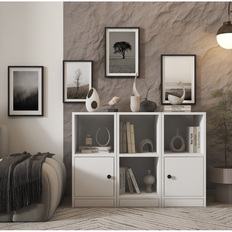 Nettrends 2 Kapaklı Raflı Kitaplık 97 cm Beyaz